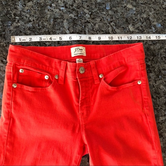 J CREW Orange/Red 9” High-Rise Toothpick Jeans - Picture 6 of 10